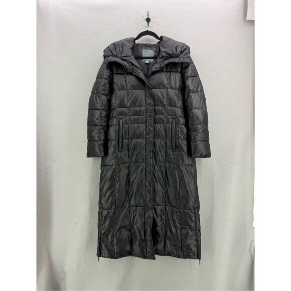 Haven Black Outdoor Long Puffer Coat Womans Size M Maxi Quilted Winter Weather - Picture 1 of 12